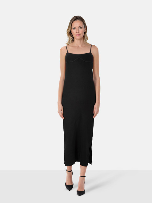 NANUSHKA Black Midi Sleeveless Bodycon Dress