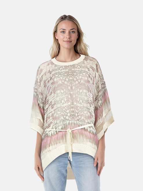 Roberto Cavalli Lizard Print Sheer Belted Top