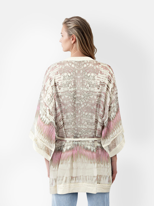 Roberto Cavalli Lizard Print Sheer Belted Top