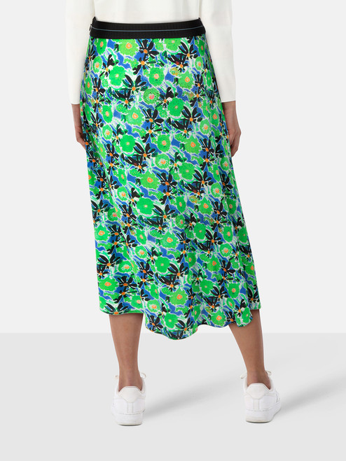Prada Green Floral Asymmetric Midi Skirt