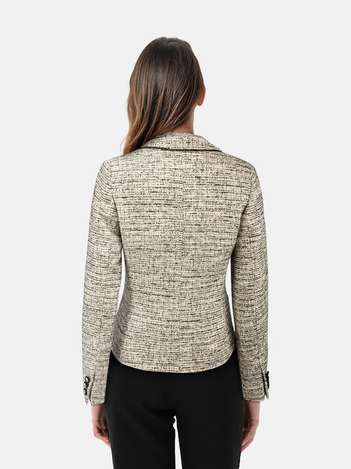 Max Mara Black & White Tweed Single Breasted Jacket
