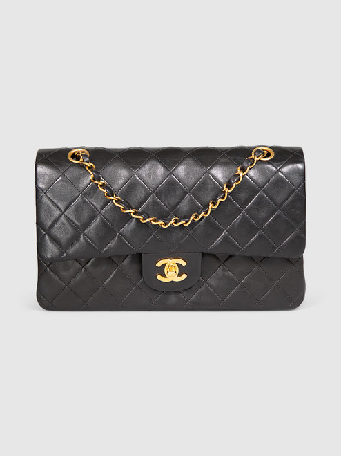 Chanel 1994-1996 Black Lambskin Double Classic Flap Bag
