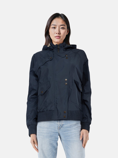 Barbour Navy Mid Length Hood Jacket