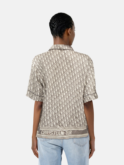 Dior Grey Silk Oblique Short Sleeve Shirt