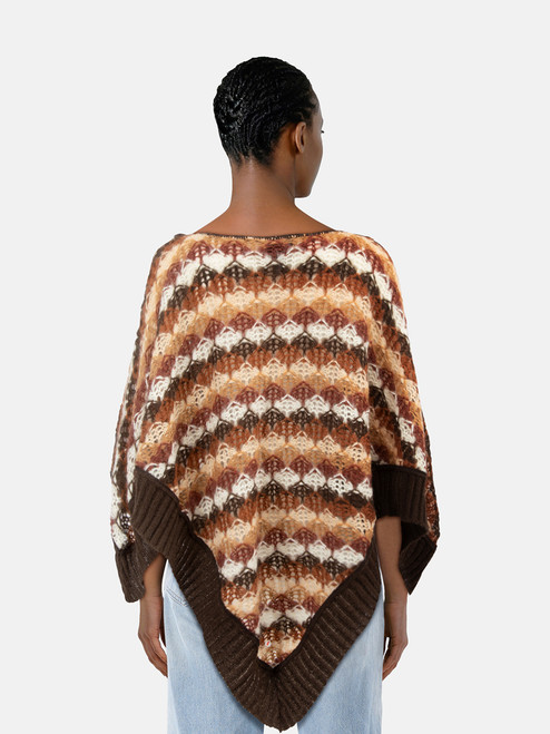 Missoni Brown Striped Knitted Poncho