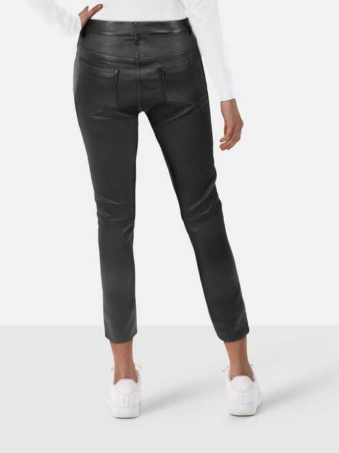Saint Laurent Black Leather Skinny Cropped Trousers