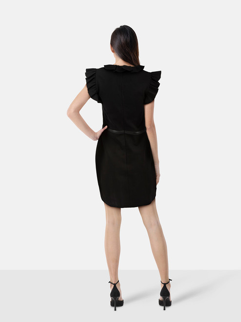 Gucci Black Ruffle Trim Horsebit Dress
