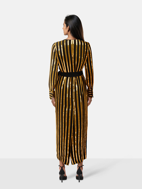 Galvan London Sequin Embellished Wrap Midi Dress
