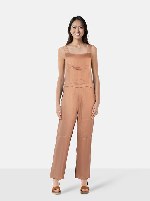 Brunello Cucinelli Brown Button Detail Dungarees