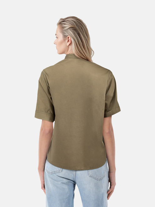 Céline Khaki Button & Zip Detail Top