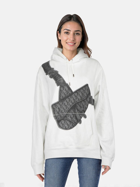 Dior White Saddle Bag Print Hoodie