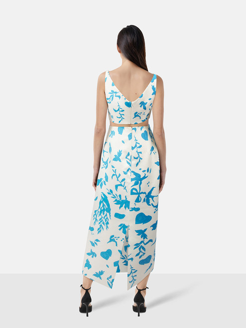 Emilia Wickstead White & Blue Patterned Top & Skirt Set