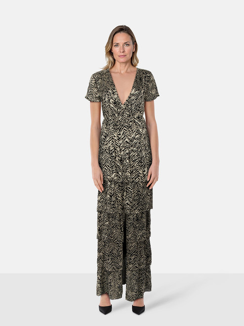 ba&sh Black & White Zelie Tiered Dress