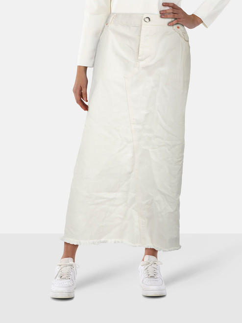 Raey White Denim Midi Skirt