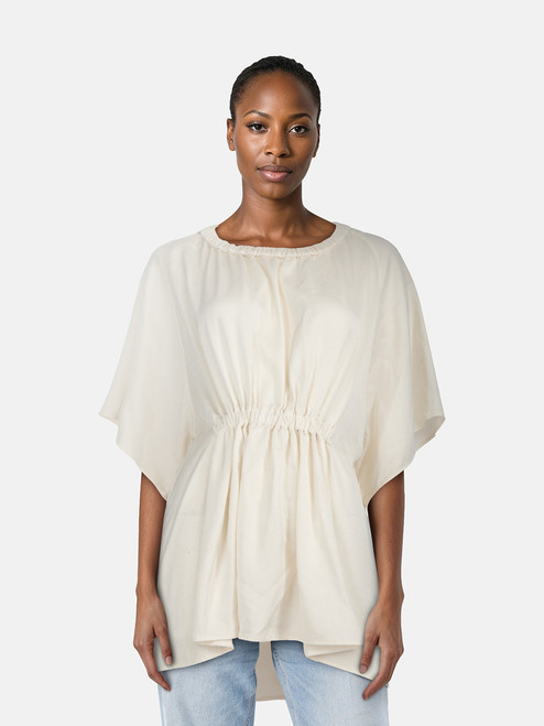 ELLERY Ecru Stretch Waist Short Sleeve Top