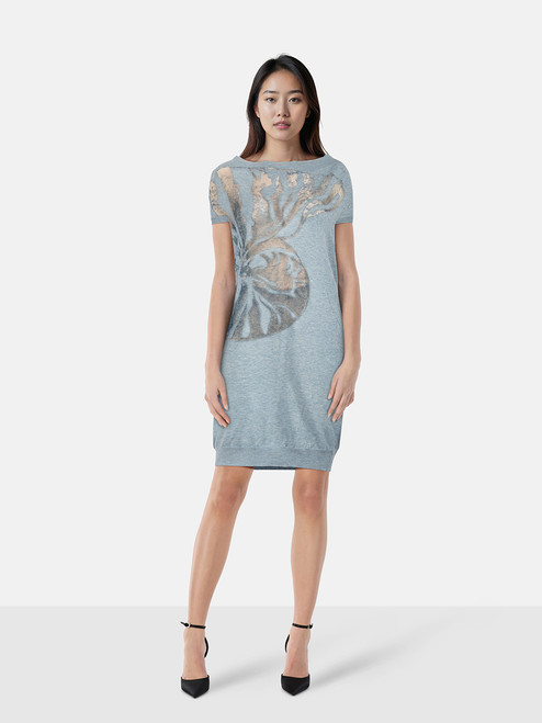 Stella McCartney Blue Knit Shell Mesh Dress