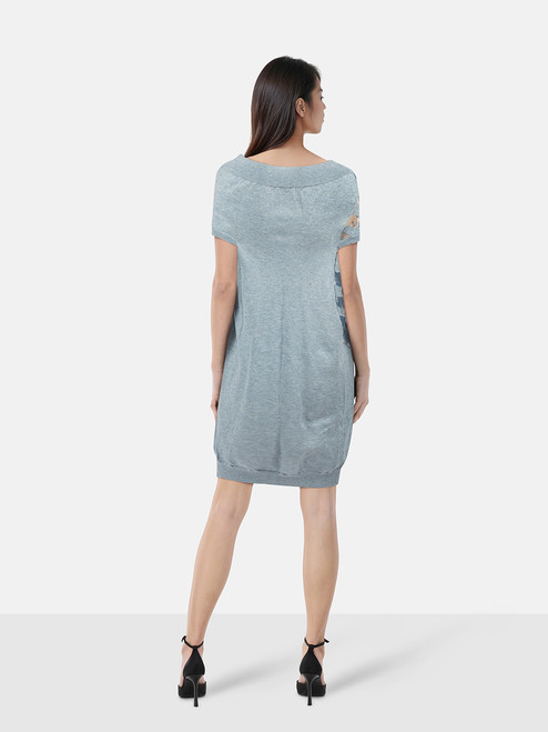 Stella McCartney Blue Knit Shell Mesh Dress