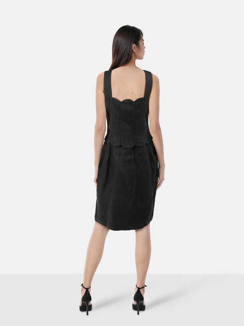 Valentino Garavani Vintage Black Scallop Trim Dress