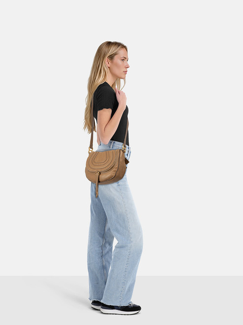 Chloé Brown Leather Marcie Zip Crossbody Bag