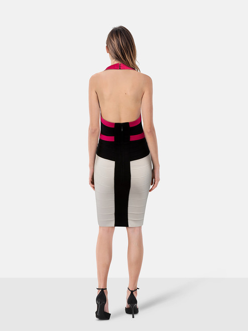 Herve Leger Halterneck Knee Length Bandage Dress