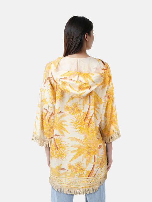 Zimmermann Yellow Palm Tree Hooded Poncho