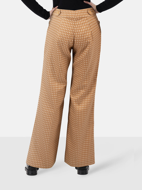 Stella McCartney Brown Wool Abstract Wide Trousers