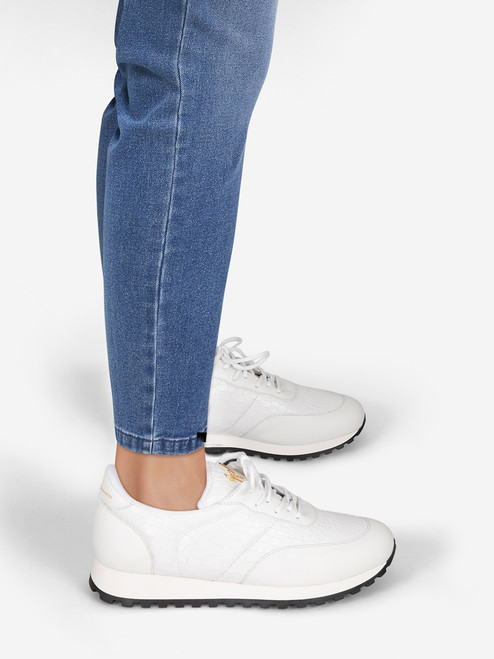 Giuseppe Zanotti White Crocodile Print Jimi Trainers