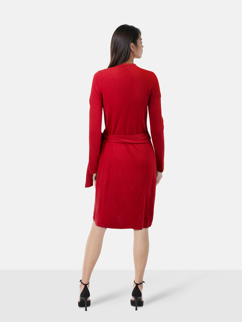 Diane Von Furstenberg Red Knee Length Wrap Dress