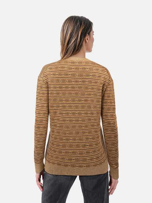 Ralph Lauren Brown Metallic Knit V Neck Jumper