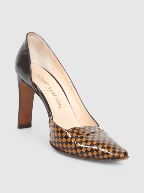 Louis Vuitton Damier Ebene Patent Leather Pumps