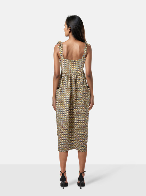 Tory Burch Abstract Print Tied Sleeves Dress