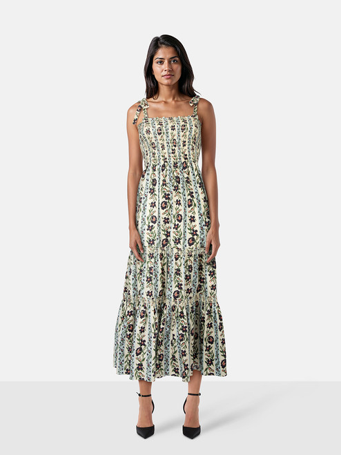 Tory Burch Floral Ruched Maxi Dress