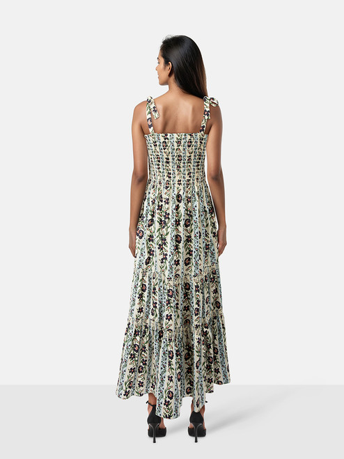 Tory Burch Floral Ruched Maxi Dress