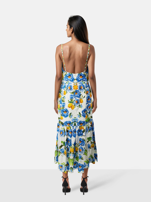 Borgo De Nor Floral & Lemon Print Midi Dress