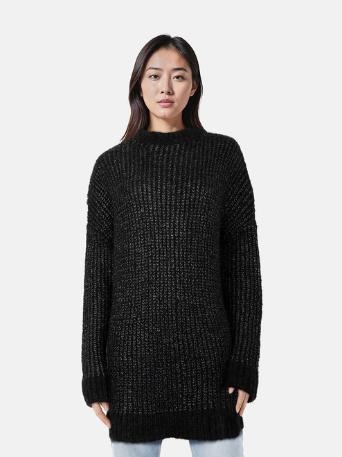 Saint Laurent Metallic Grey Mohair Knit Sweater