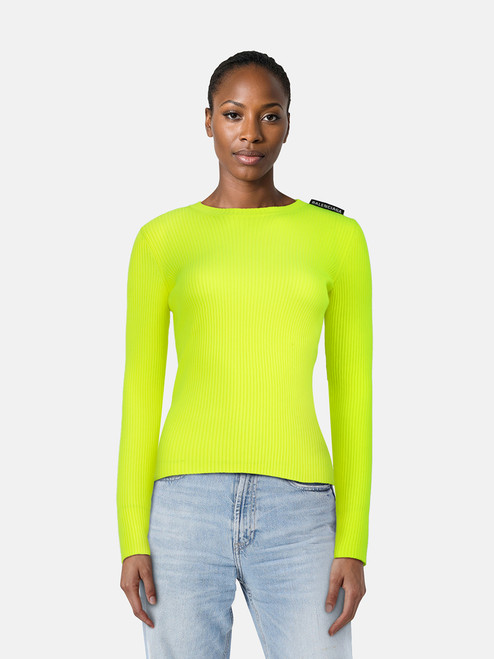 Balenciaga Neon Yellow Ribbed Knit Top
