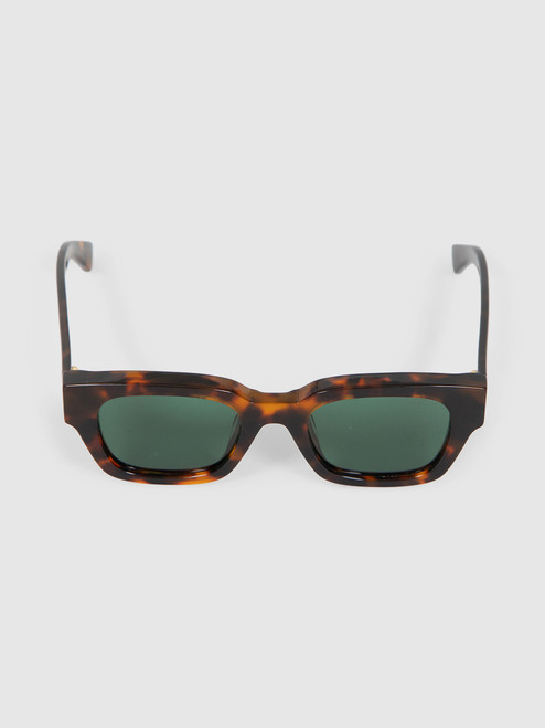 Off-White Brown Square Green Lens Sunglasses