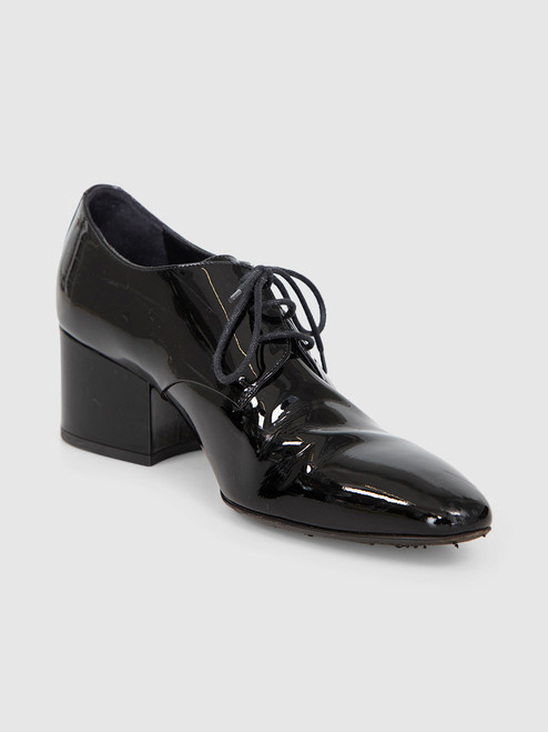 Burberry Black Patent Heeled Oxford Shoes