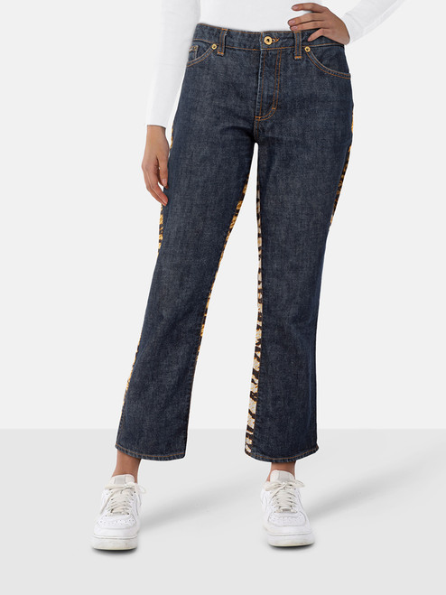 Dolce & Gabbana Blue Denim & Tiger Flared Jeans