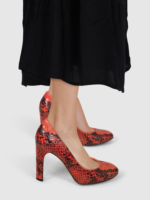 Stella McCartney Orange Vegan Snake Embossed Pumps