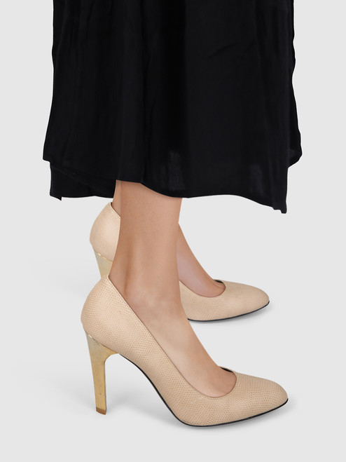 Stella McCartney Beige Vegan Leather Lizard Pumps