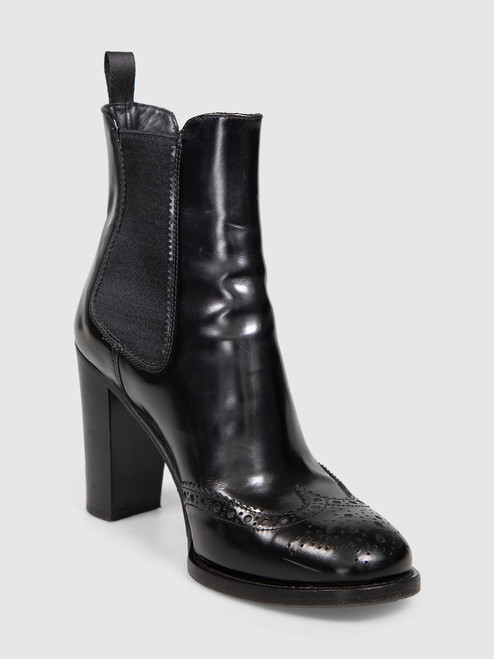 Church's Black Leather Heeled Brogue Chelsea Boots