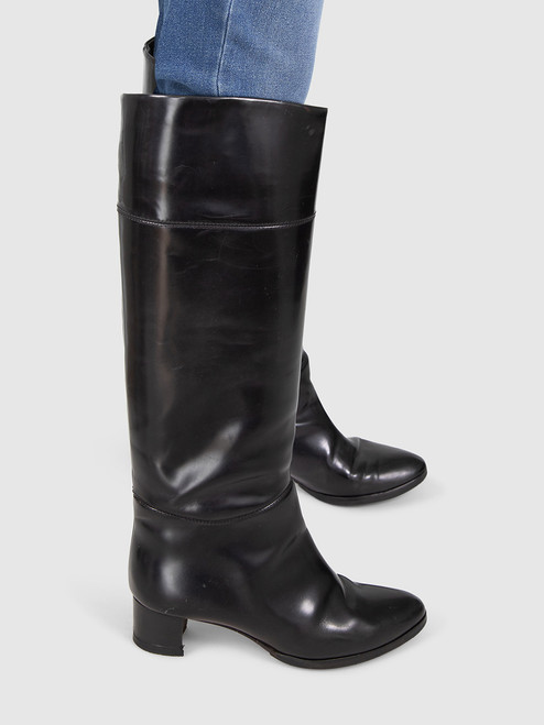 Christian Louboutin Black Heeled Knee High Boots