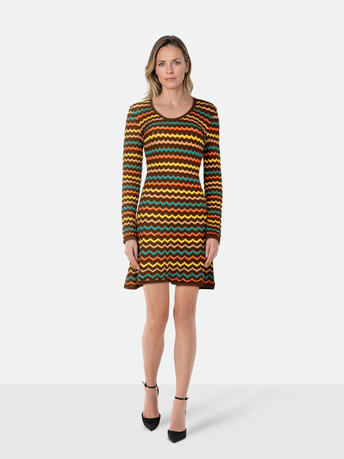 Missoni Zig Zag Pattern Knit Knee Length Dress