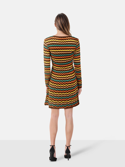 Missoni Zig Zag Pattern Knit Knee Length Dress