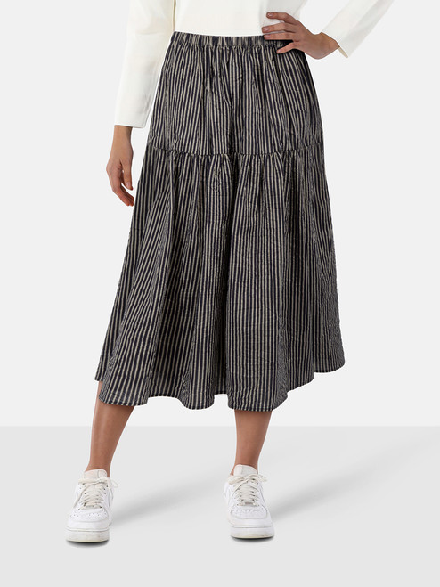 Apuntob Striped Midi Skirt