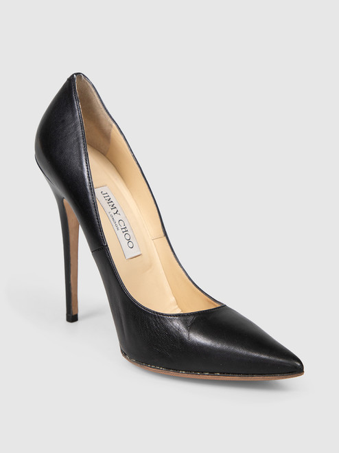 Jimmy Choo Black Leather Pointed Toe Romy Heels Jimmy Choo Black Leather Pointed Toe Romy Heels