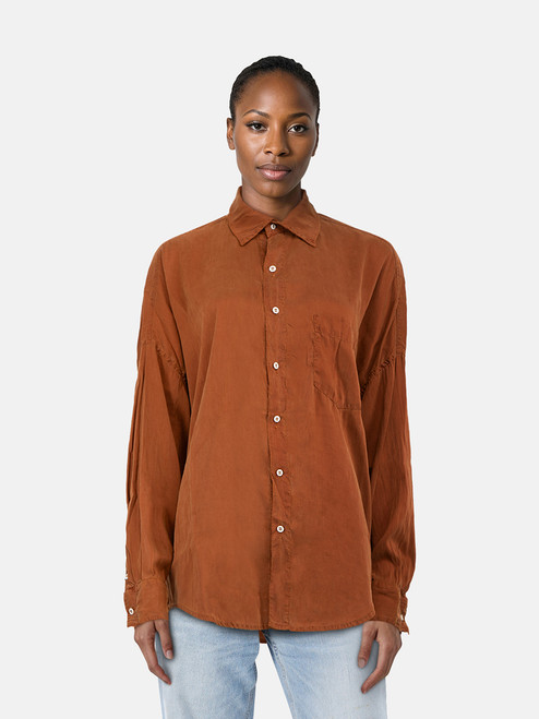 Chez Vidalenc Brown Silk Long Sleeve Shirt