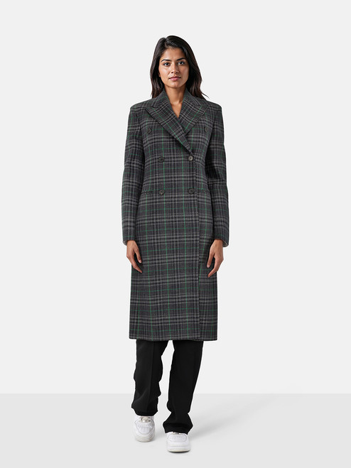 Calvin Klein Calvin Klein 205W39NYC Navy Wool Checkered Long Coat