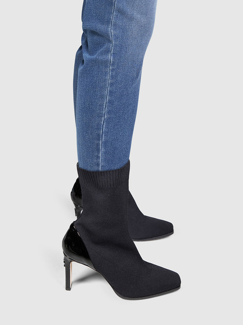 Jimmy Choo Black Sock Heeled Square Toe Boots